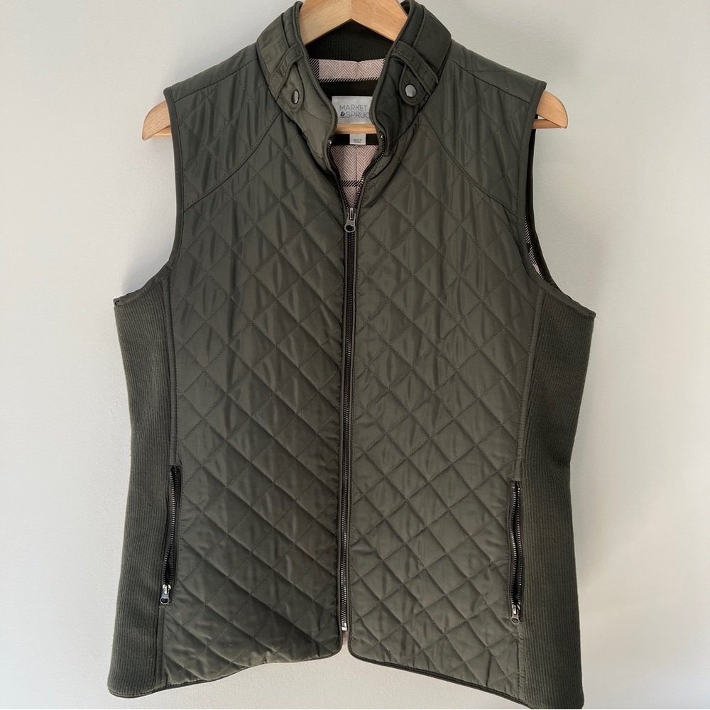 Market & Spruce Olive Quilted Vest